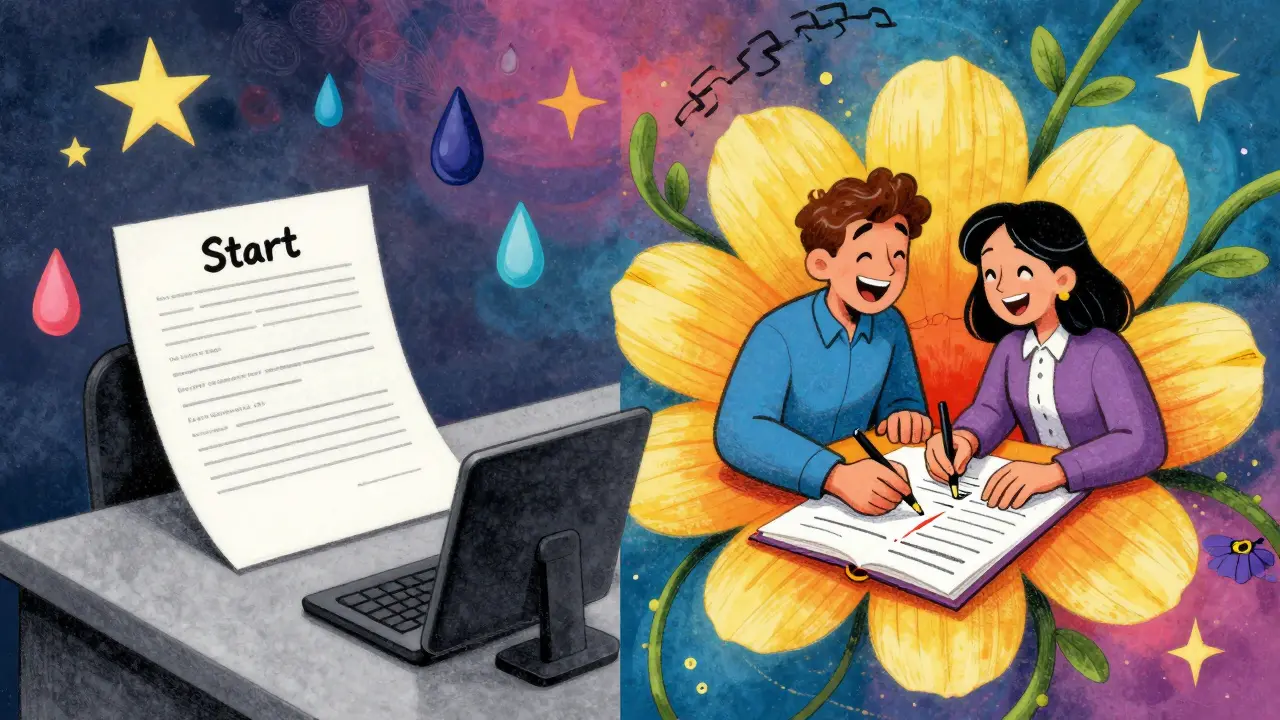 Rozdíl mezi starým a novým terapeutickým cílem vyjádřený jako květ a kontrast