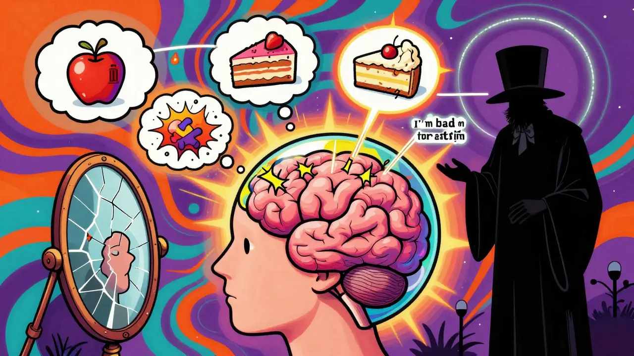 Kognitivní omyly o jídle a těle: Jak KBT pomáhá při poruchách příjmu potravy