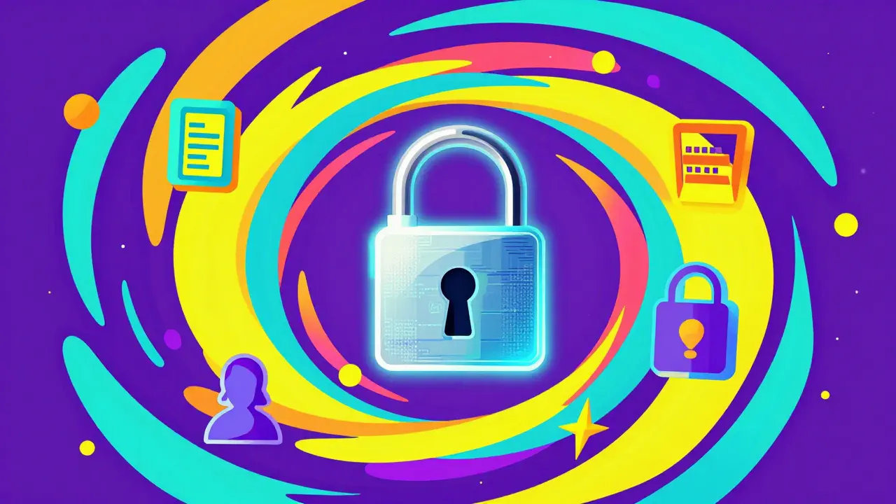 Stylizovaný zámeček symbolizující zabezpečení digitálních dat v psychoterapii.