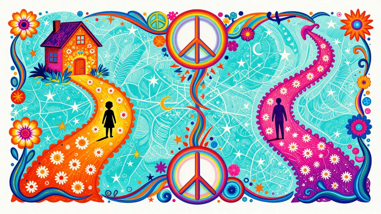Dvě rozdílné životní cesty s dětmi a svobodou, ilustrace