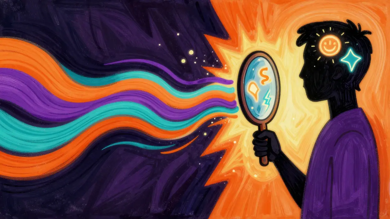 Přeměna negativních myšlenek na pozitivní síly v psychedelickém umění