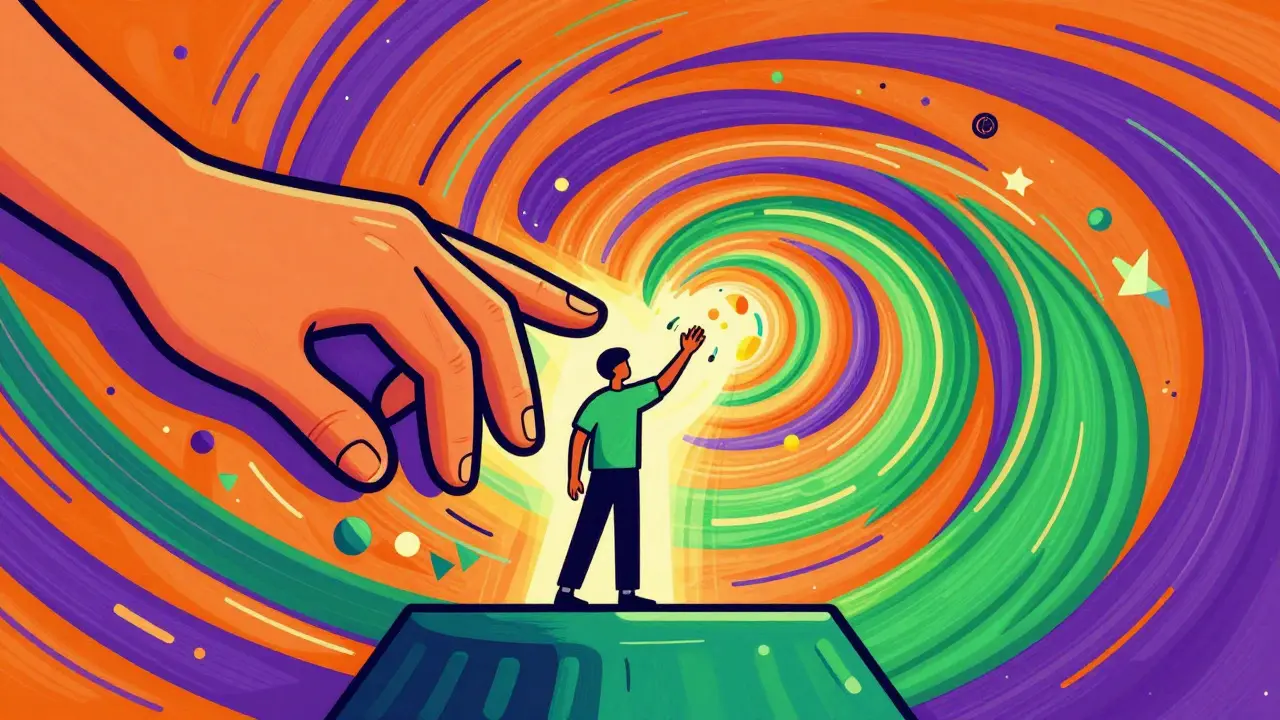 Abstraktní ilustrace spojení mezi pacientem a terapeutem přes digitální síť