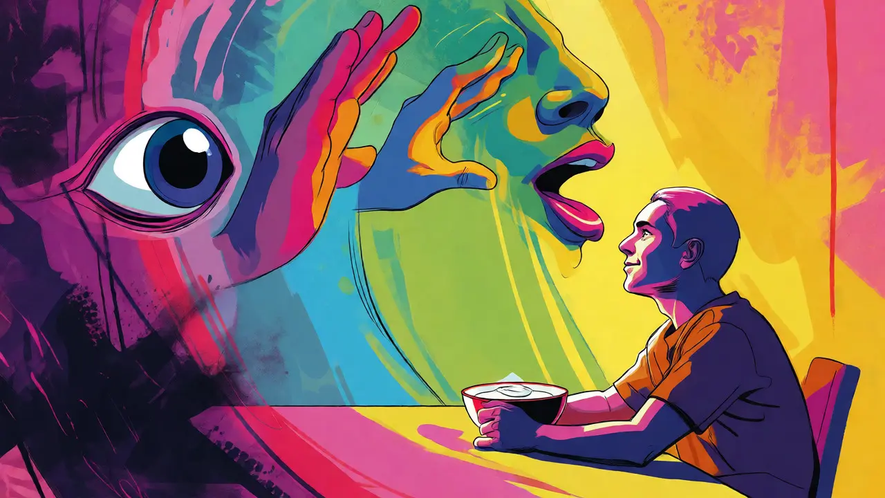 Ilustrace postupné expozice jídlu od strachu k klidu
